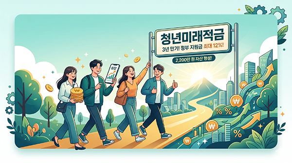 2026년 청년미래적금 혜택 요약 배너 일러스트